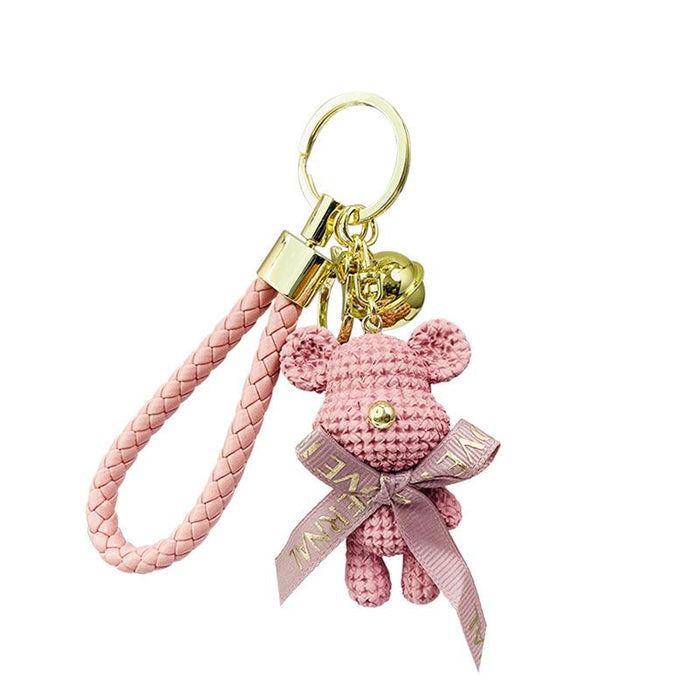 Cartoon Resin Woolen Bear Doll Car Keychain