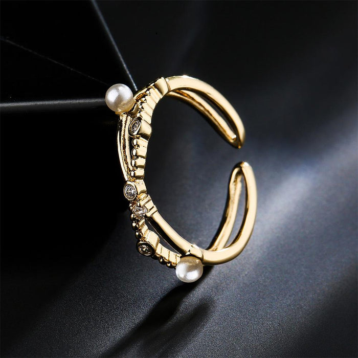 Stylish Simple Micro Set Zircon Geometric Open Ring