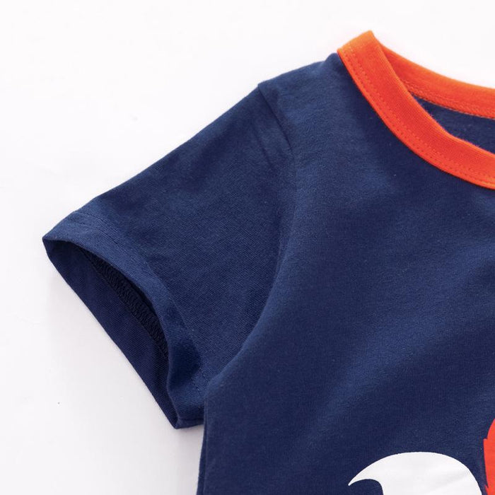 Short Sleeve Round Neck Children's T-shirt Knitted Cotton