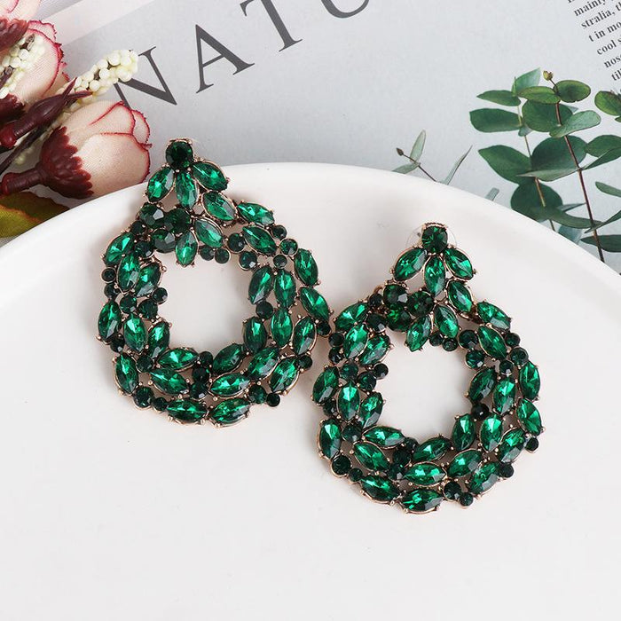Women's Jewelry Fashion Color Earrings Inlaid Rhinestone
