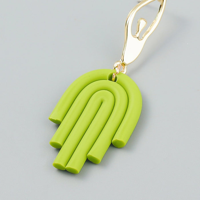 Simple Fashionable Palm Shaped Resin Striped Earrings