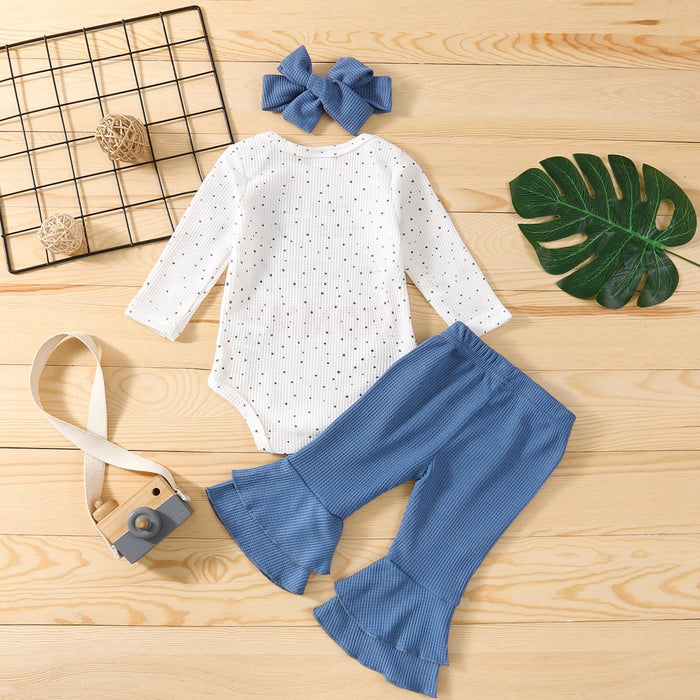 Waffle alphabet printed baby Hathaway three piece set