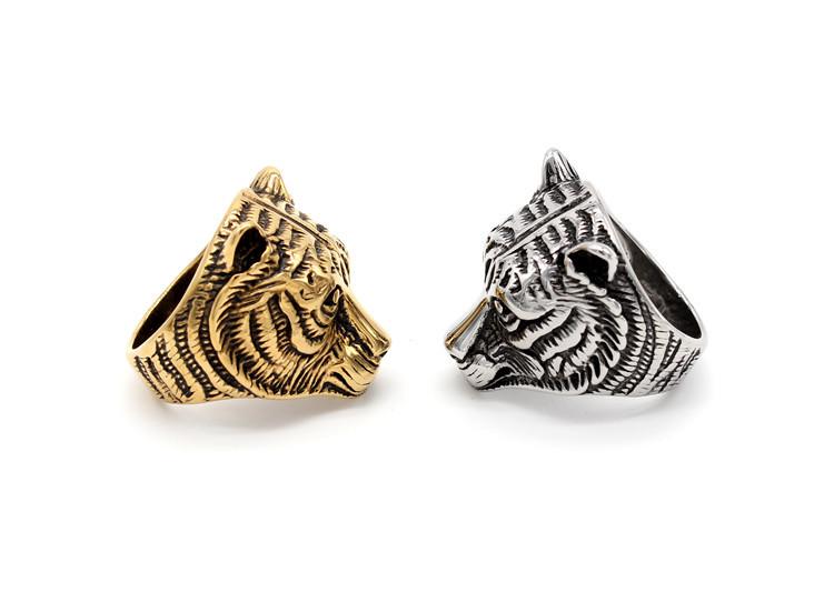 Personalized Tiger Head Men's Titanium Steel Ring Animal Ring
