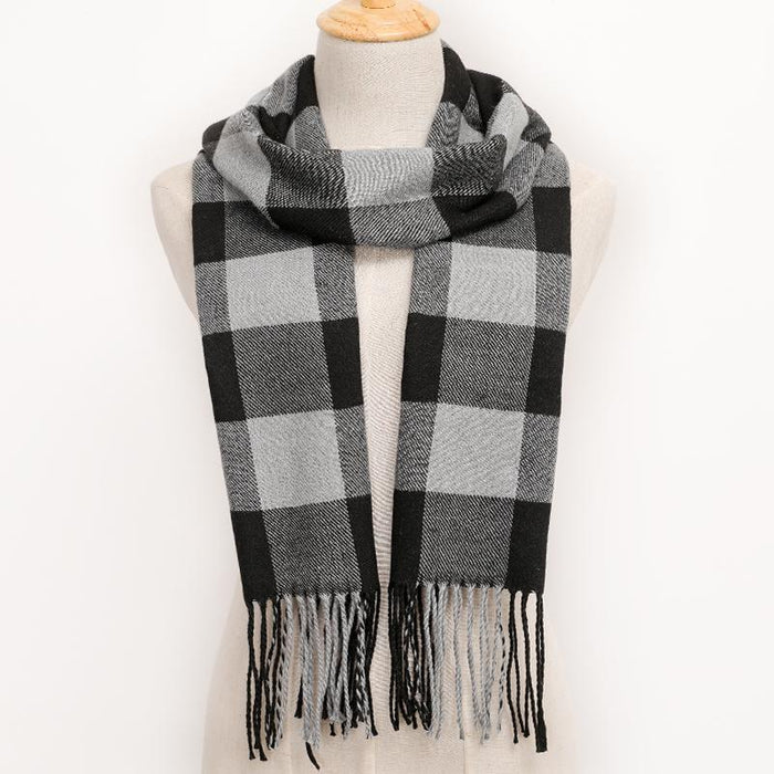 Winter Tassel Lattice Warm Scarves