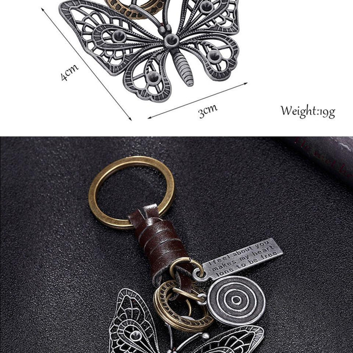 Vintage key chain punk leather metal key chain creative personality key chain
