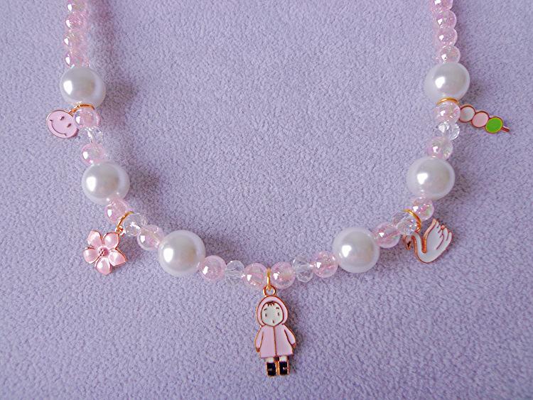 Children's Necklace Bracelet Set Cartoon Candy Color Beaded Necklace