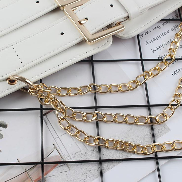 Fashion Decorative Women's Wide Belt with Chain