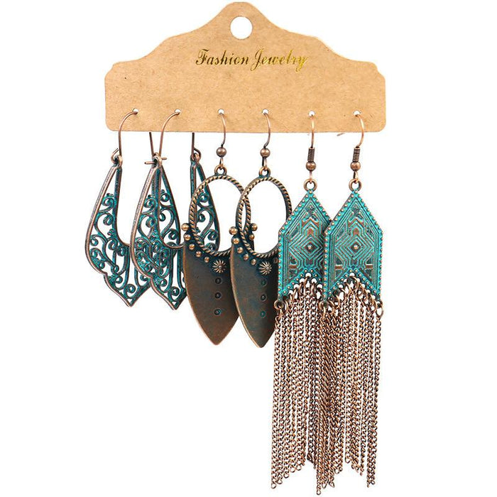 3 pairs/set Earrings Bohemian Style Jewelry X0X36193