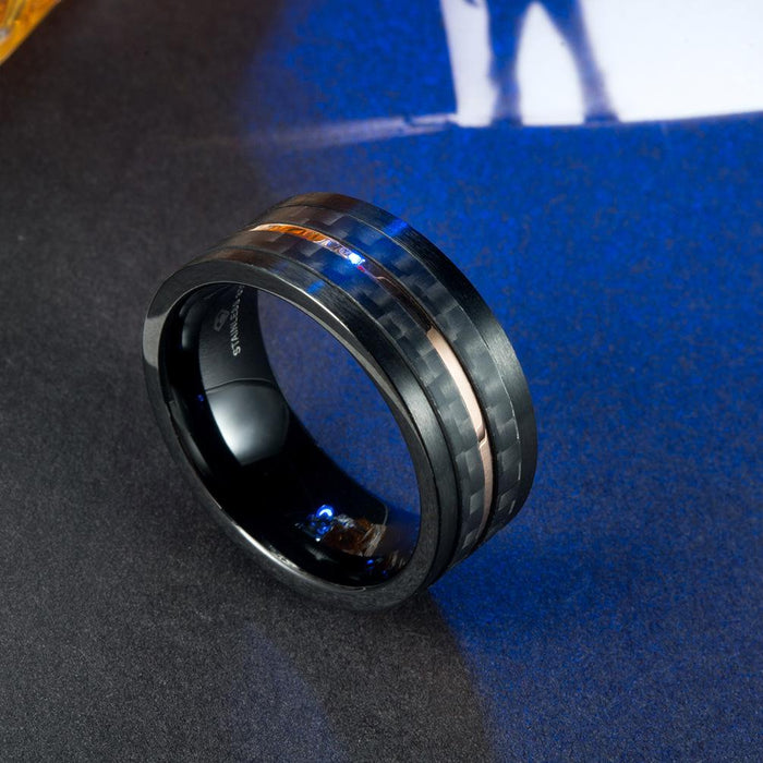 Men's Carbon Brazed Dimension Stainless Steel Ring