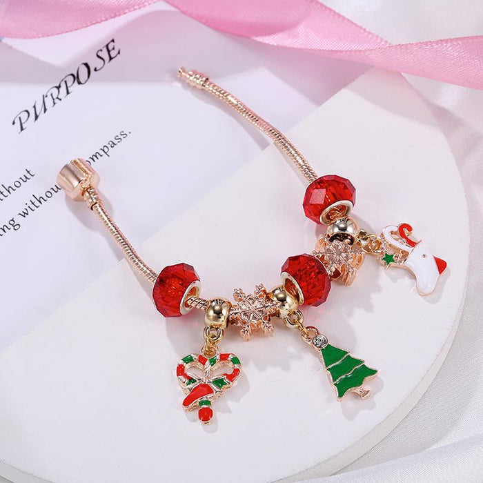 Candy Christmas Tree Pendant Snowflake Beaded Bracelet