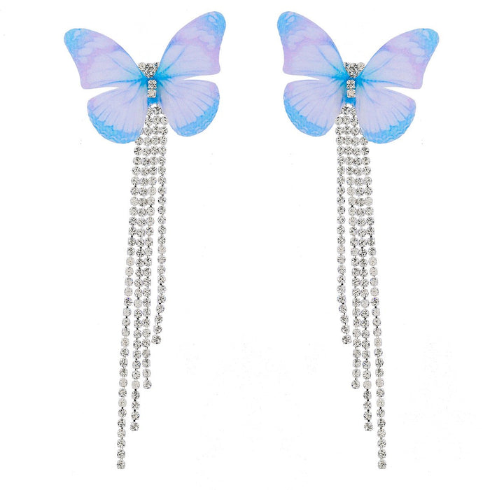Boho Women Claw Chain Tassel Butterfly Earrings