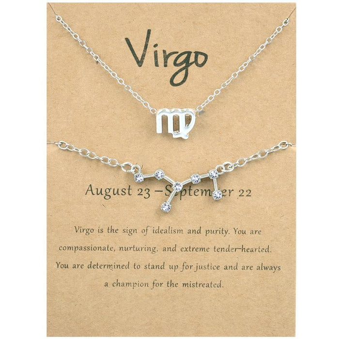 Twelve Constellations Necklace Diamond Bracelet Card Set