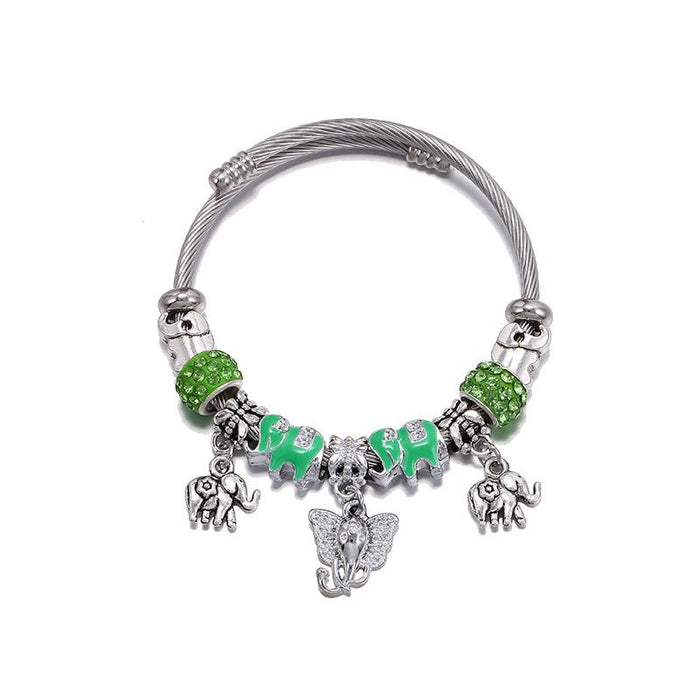 Elephant Bracelet Beaded Open Bracelet