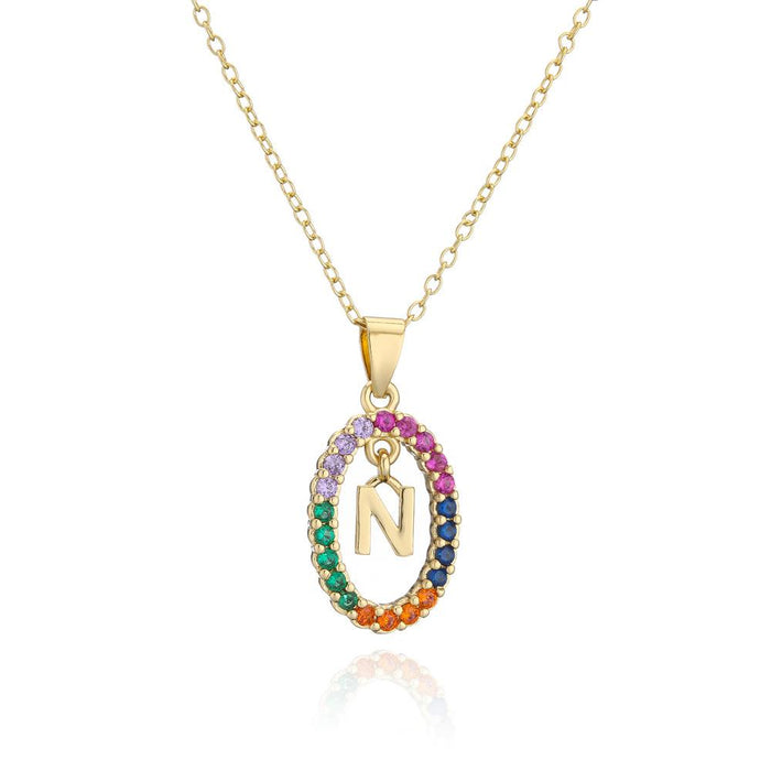 Ins Small Fresh 26 English Letter Zircon Pendant Necklace