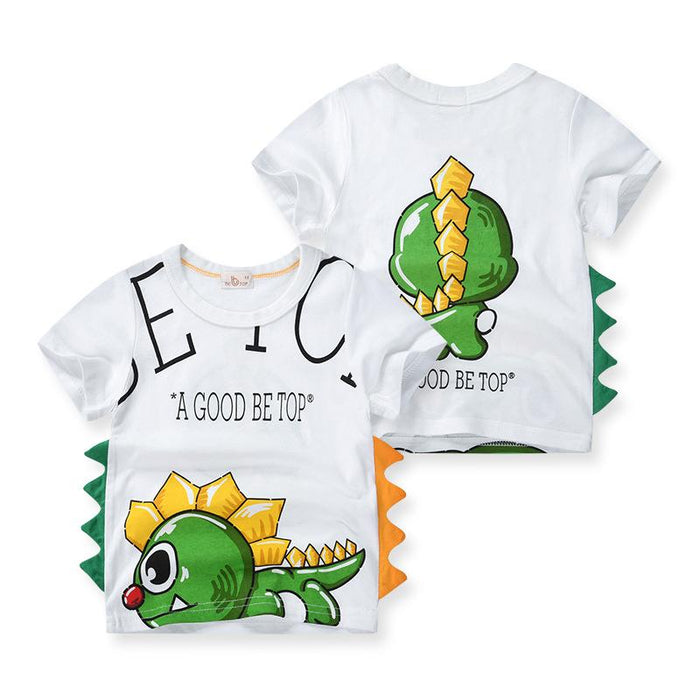 Three dimensional dinosaur top children's short sleeve T-shirt boys