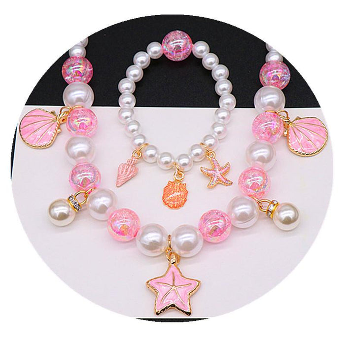 Children's Pearl Necklace Bracelet Set Shell Ocean Series