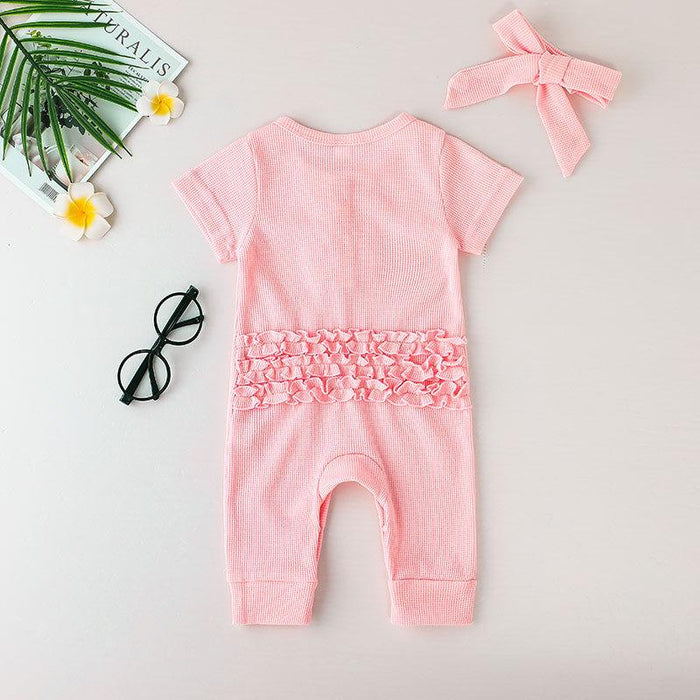 Casual Baby Girl Solid Color Short Sleeve Jumpsuit