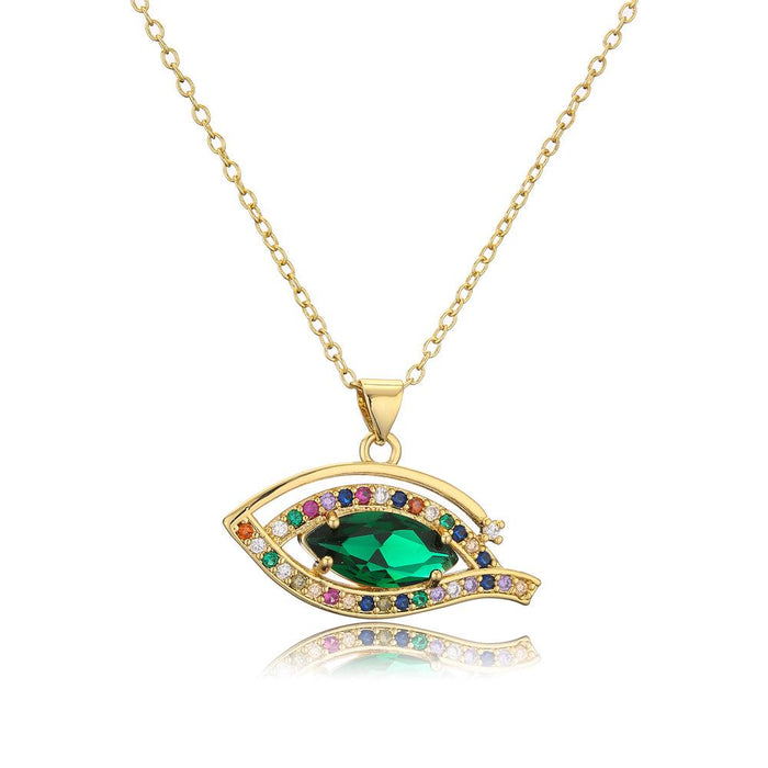 New zircon popular geometric Eye Pendant gold necklace