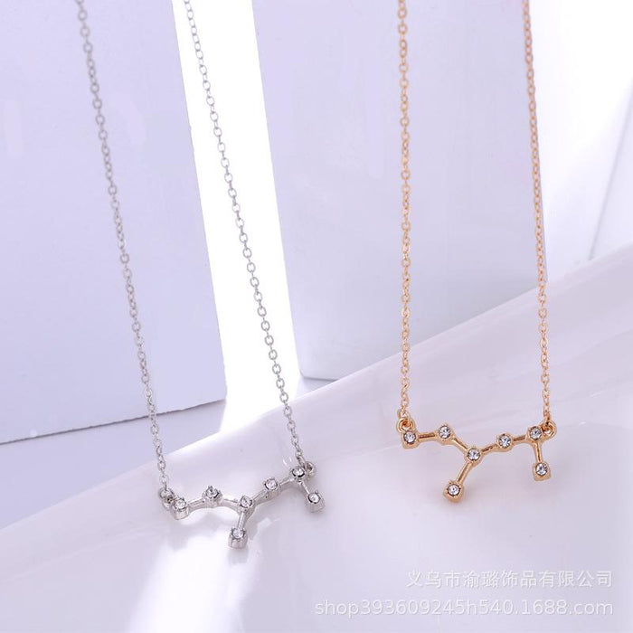 Twelve Constellations Diamond Inlaid Card Clavicle Chain