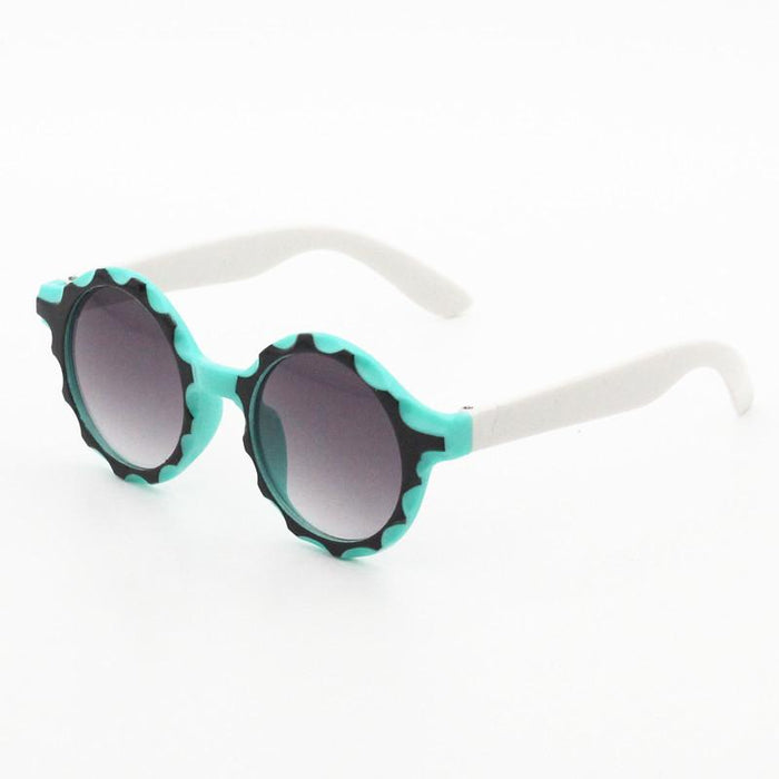 Two color retro round single beam Sunglasses