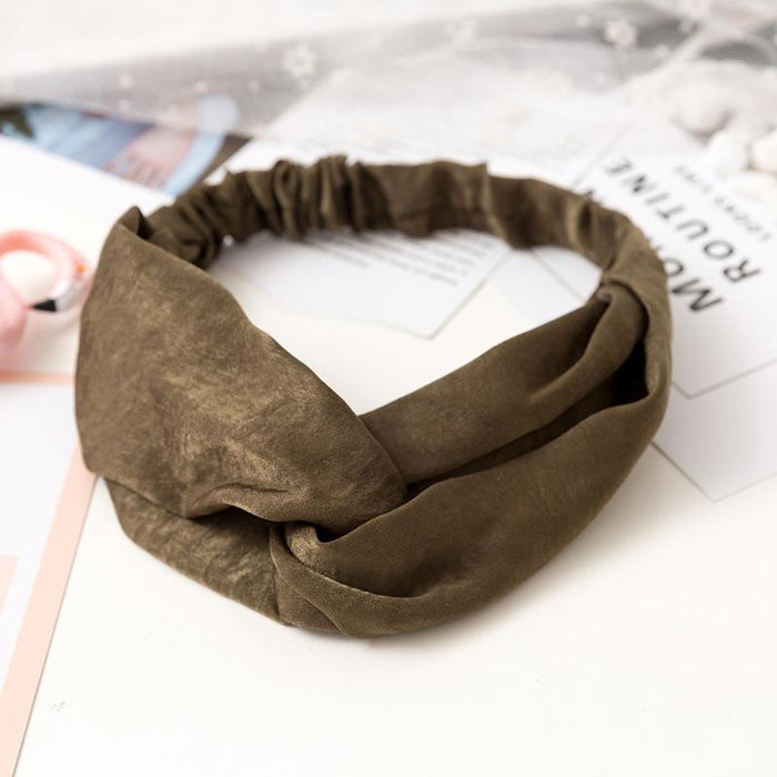 Cross fabric hair band women's solid silk satin hair hoop elastic headband hair ornament