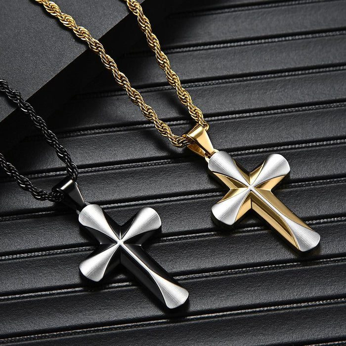 Men's Titanium Steel Stainless Steel Cross Pendant Necklace