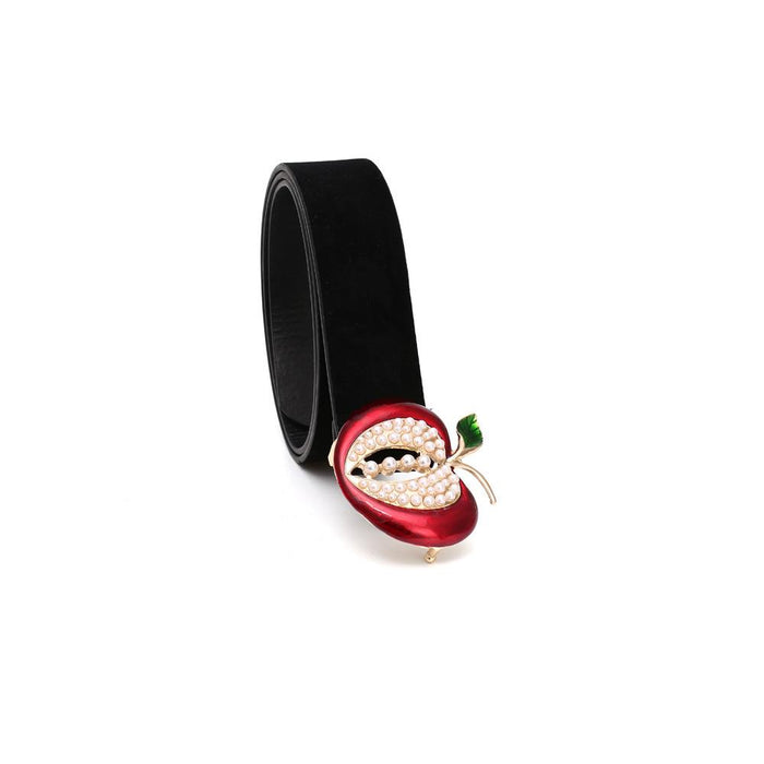 Velvet thick Apple belt with pearl alloy dripping oil