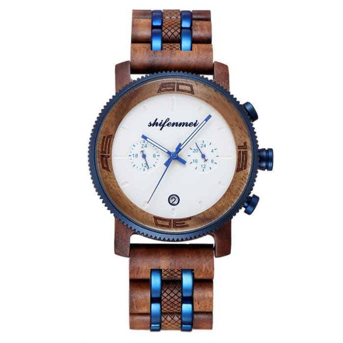 2022 New Men's Fashion Alloy Room Wooden Quartz Watch