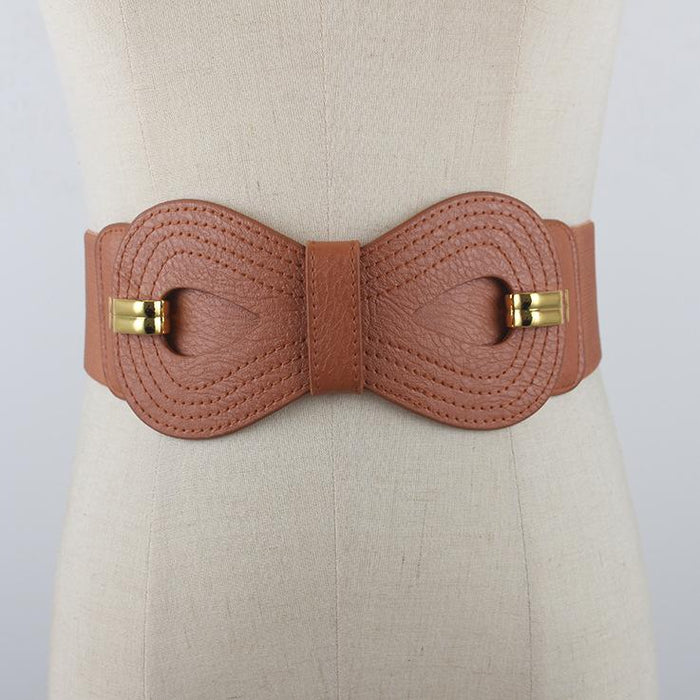 Fashionable Hollow Bow Decorative Wide Belt