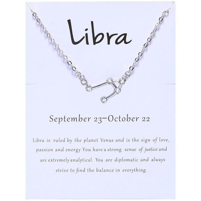 Twelve Constellations Diamond Inlaid Card Clavicle Chain