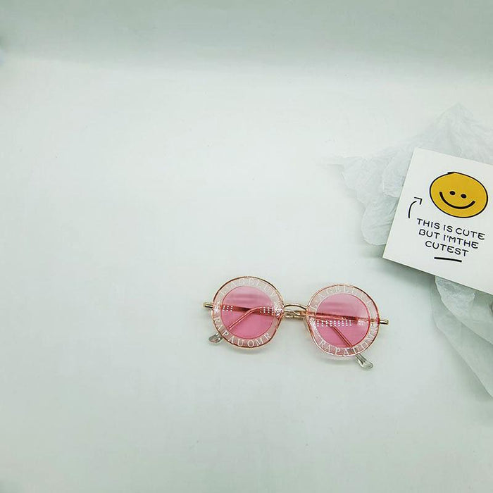 Children's Fashion Letter Metal Round Frame Sunglasses