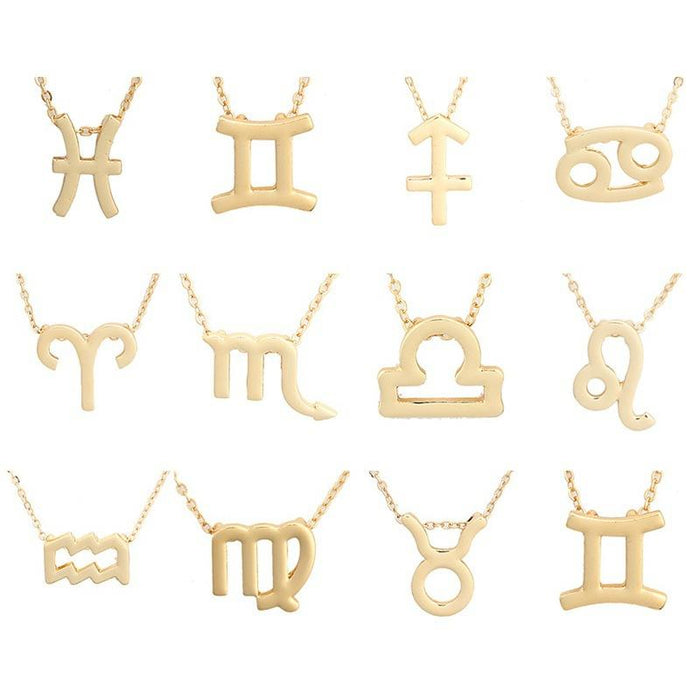 Twelve Constellations Necklace Collarbone Chain Pendant Card Short Necklace