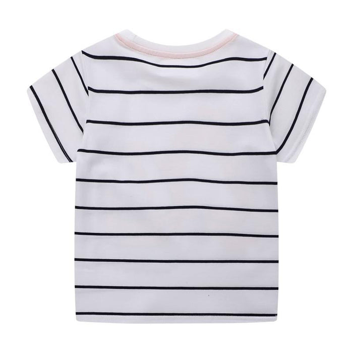 Knitted cotton short sleeve girls' T-shirt