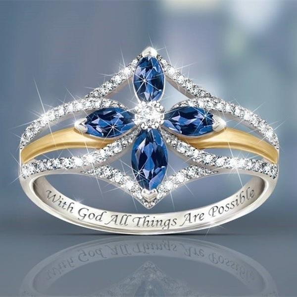 Creative Fashion Royal Blue Clover Ring