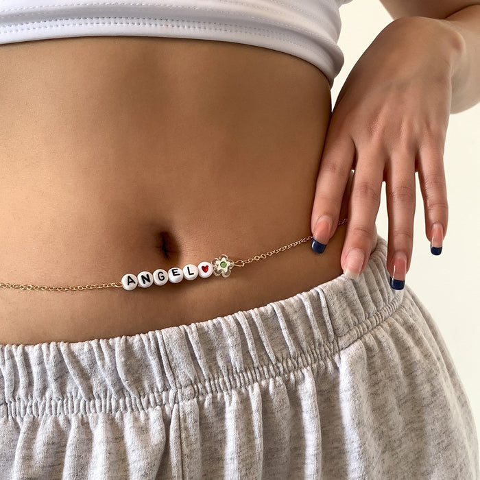 Simple Letter Waist Chain Small Flower Body Chain