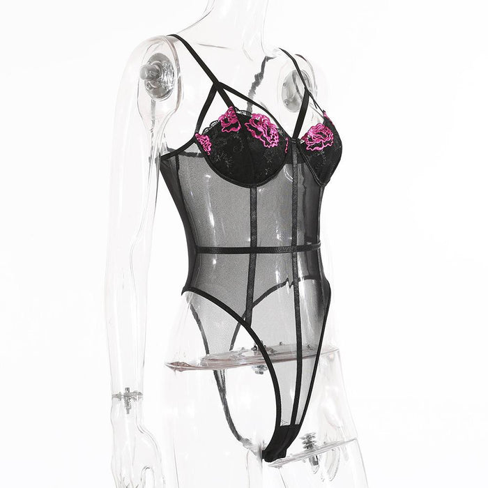 Sexy One-piece Lingerie Lace Mesh Women Bodysuit