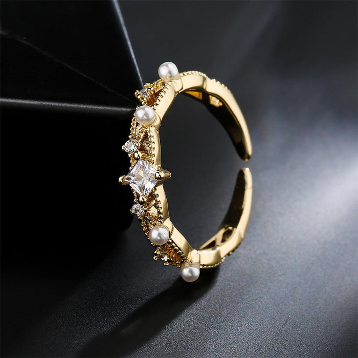 New Fashion Gold Color Zircon Geometric Open Ring