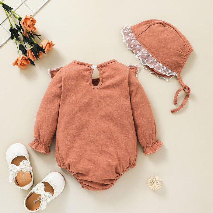Infant Baby Girls Pink Romper With Hat