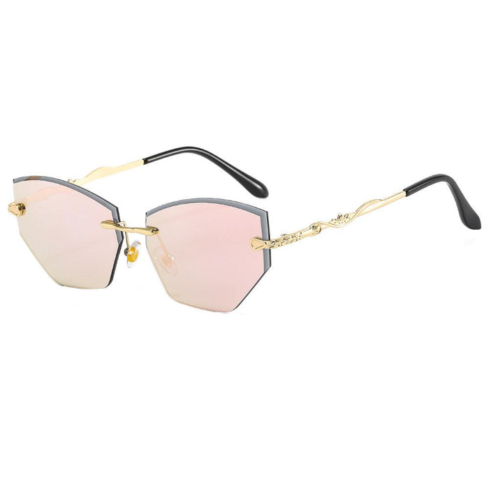 Colorful frameless Sunglasses diamond trimming