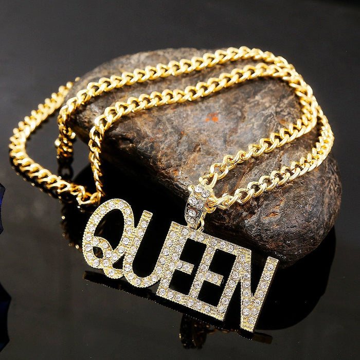 Punk Hip-hop Letter Full Diamond Necklace