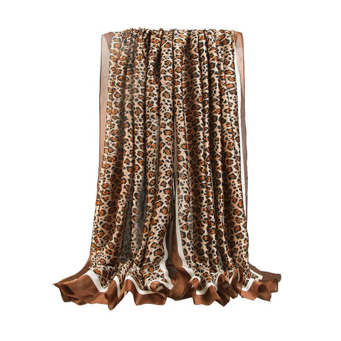 Long Scarf Leopard Print New Satin Print Sunscreen Shawl Scarf