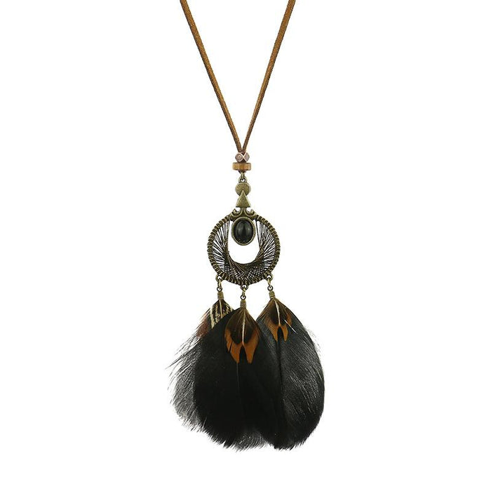 2022 New Vintage Feather Exotic Pendant Necklace