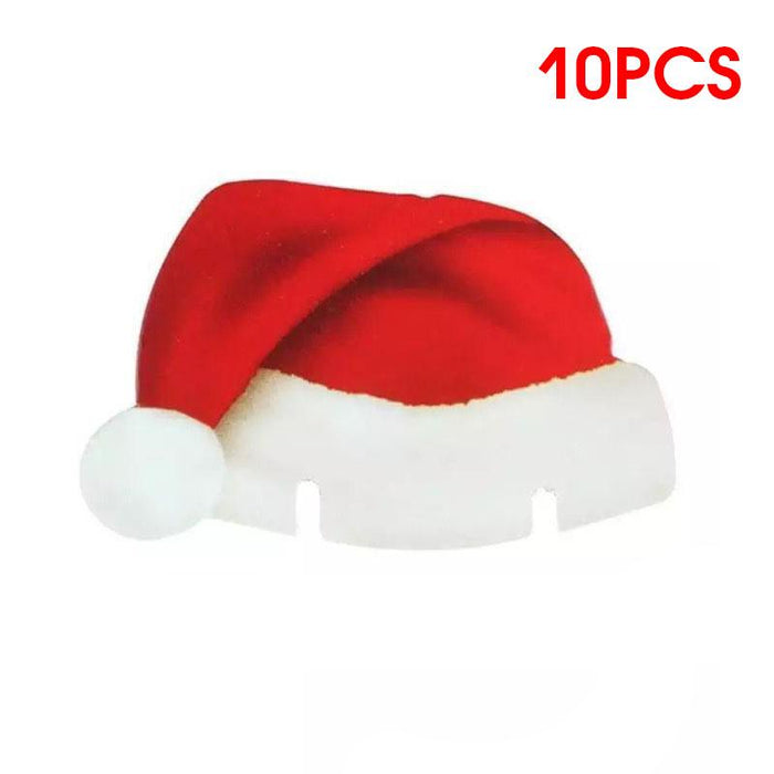 10pcs Wine Cup Card Christmas Decor Santa Hat Glass Decor