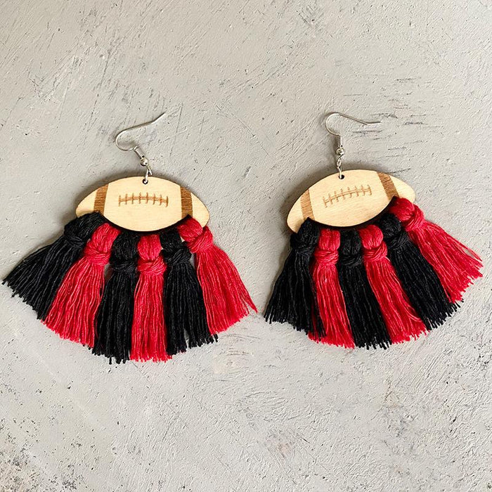 Vintage Braided Wooden Tassel Earrings for Women