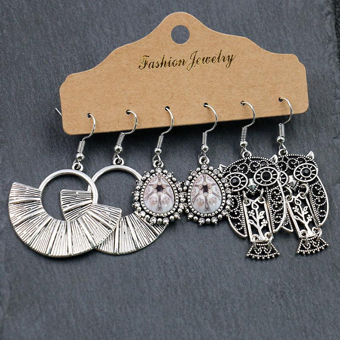 Fashion Owl Wings Earrings Set