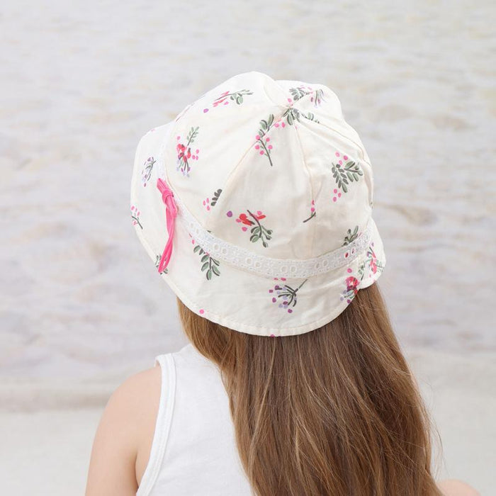 Spring Pastoral Broken Cherry Bow Children's Fisherman Hat