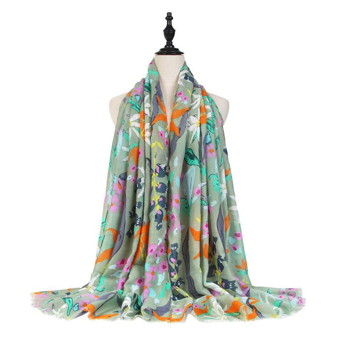 Women's Satin Printing Scarf Shawl