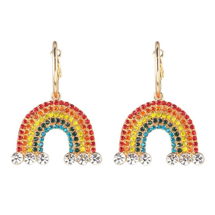 Female Jewelry Personality Versatile Rainbow Earrings Accessories Inlaid Rhinestone