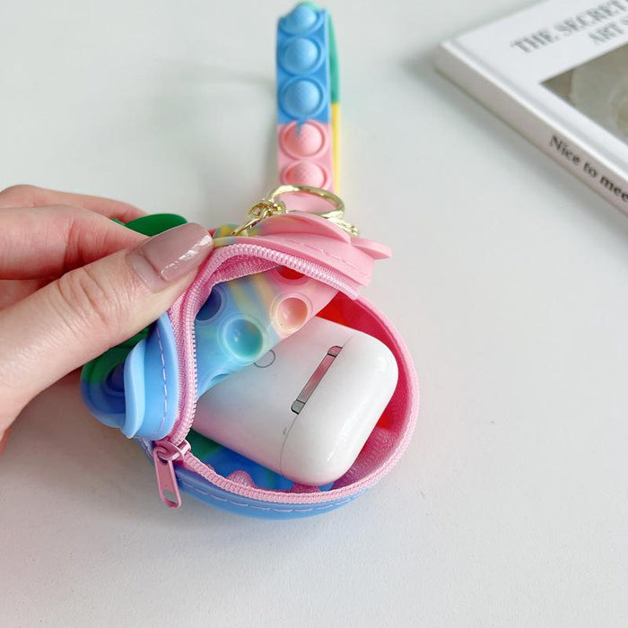 Cartoon cute flower girl silicone bag keychain ring