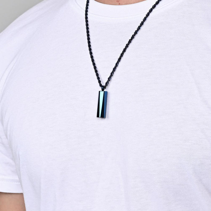 Men's Simple Stainless Steel Cylindrical Pendant Necklace